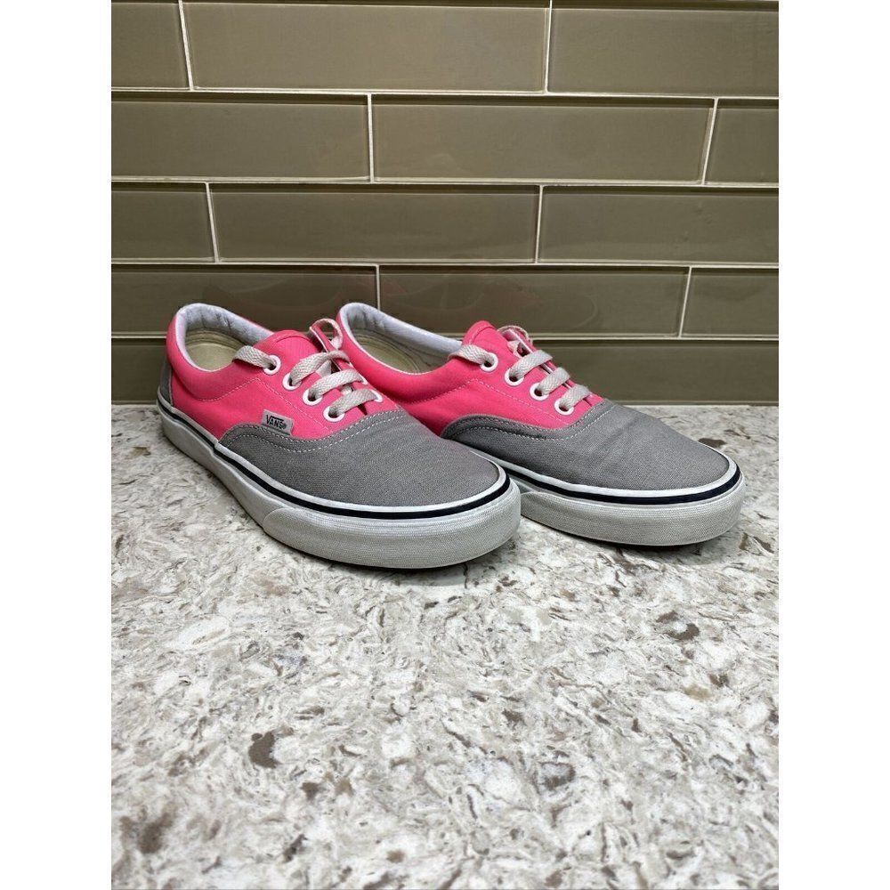 VANS Original Pink/Gray Canvas Lace Up Low Top Skate Shoes